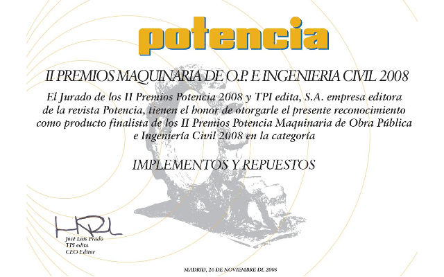 POTENCIA AWARD “II PREMIOS MAQUINARIA DE O.P. E INGENIERIA CIVIL”