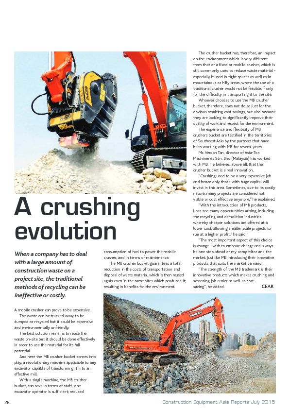 A crushing evolution: Interview with Mr. Verdon Tan, director of Asia-Ton Machineries Sdn. Bhd